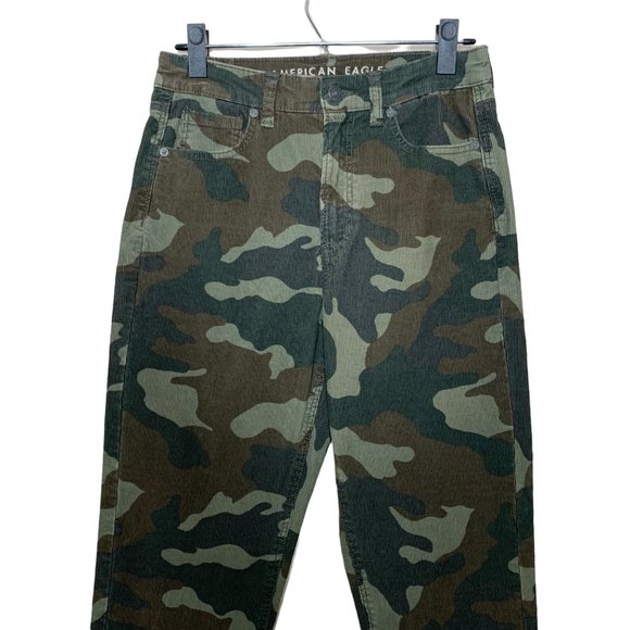 American Eagle Super Stretch Mom Jean Corduroy Camo Print Pants Women's Size 4 - Picture 2 of 10